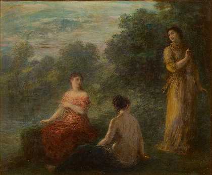 三只仙女靠近泉水 – 亨利·范丁·拉图尔-
