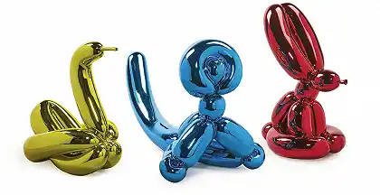气球天鹅（黄色）、气球兔（红色）、气球猴（蓝色）（三部作品） – 杰夫·孔