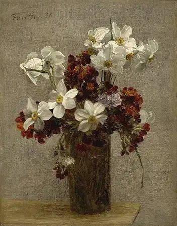 水仙花、丁香和报春花 – 亨利·范丁·拉图尔