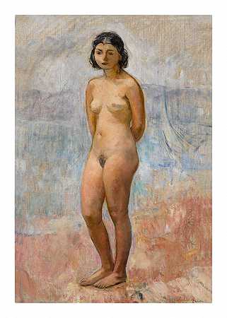 裸体少女站着 – 亨利-巴蒂斯特-勒巴斯克-