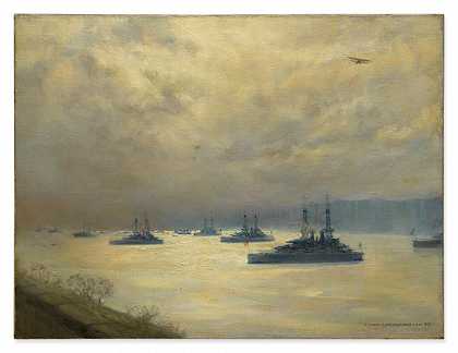 哈德逊河上的战舰（潮汐的转折） – MARY-FAIRCHILD-MACMONNIES-LOW-