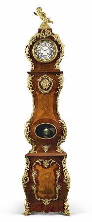 19世纪路易十五风格的镀金青铜镶嵌郁金香木、紫红色和镶嵌镶嵌式大钟 – A-LOUIS-XV-STYLE-GILT-Brown-MOUNTED-TULIPWOOD-AMARANTH-AND-Marquery-TALL-CASE-CLOCK-19世纪