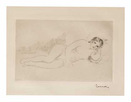 裸体女人躺下（右转），第一块木板（Delteil 13） – 皮埃尔-奥古斯特-雷诺阿-