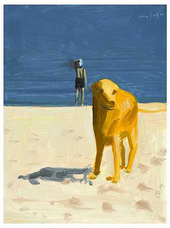 无标题（海滩上的狗） – 亚历克斯-卡茨