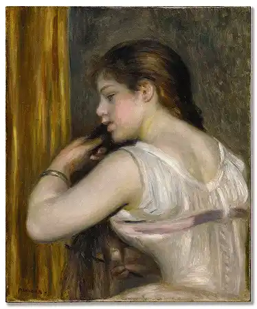 年轻女孩梳头 – 皮埃尔-奥古斯特-雷诺阿
