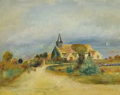 海边的村庄-瓦伦格维尔的教堂 – 皮埃尔-奥古斯特-雷诺阿
