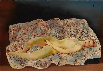裸体躺在花毯上 – 莫瑟基斯林