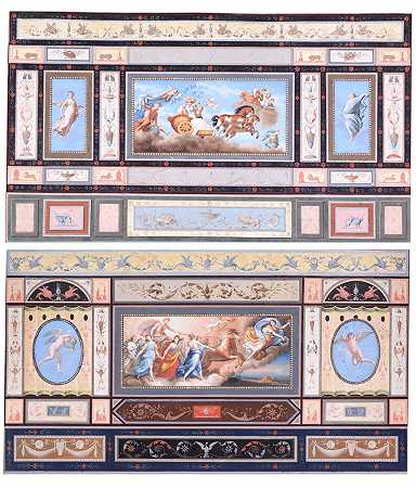 描绘极光和阿波罗的天花板壁画，约1800年，在圭多·雷尼之后（1575-1642年） – 托马索-比加蒂-