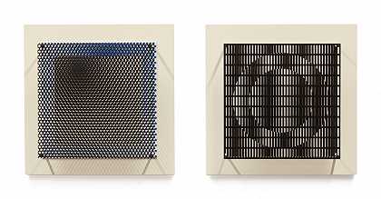 黑蓝方形振动&黑白振动（一对作品） – 安东尼奥·阿西斯