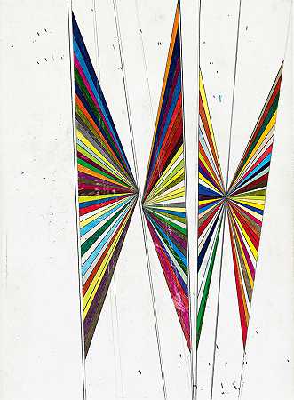Untitled (Colored butterfly white background 4 wings) 無題（彩色蝴蝶白色背景四翅膀） – Mark-Grotjahn-馬克・格羅亞恩-