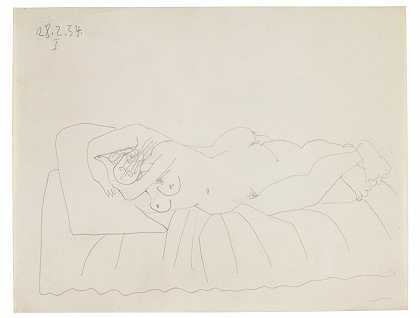 裸体躺着睡觉 – 毕加索