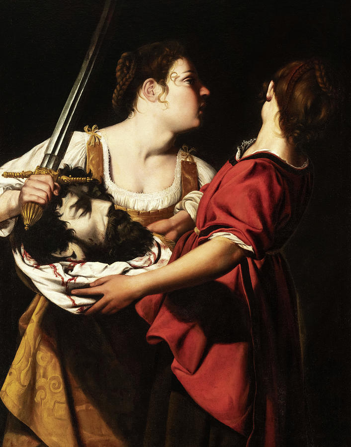 朱迪思和她的女仆，霍洛弗内斯的首领，1605-1612年`Judith and her Maidservant with the Head of Holofernes, 1605-1612 by Orazio Gentileschi