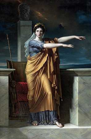 赞美诗之神波利海姆尼亚`Polyhymnia, Goddess of Hymns by Charles Meynier