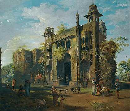 拉尔巴格城门景观`View of the Gate of Lal Bagh by Robert Home