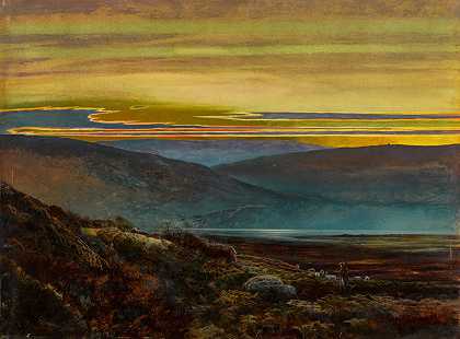 湖面上的日落；约克郡巴登的吉尔·贝克 – 约翰·阿特金森·格里姆肖