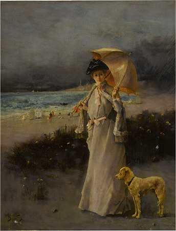 带阳伞的女人 – 阿尔弗雷德·史蒂文斯