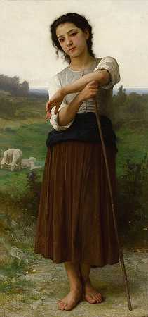 站立的年轻牧羊女 – 威廉·阿道夫·布盖罗