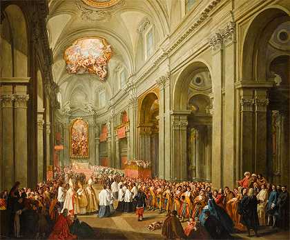 1743年3月19日，罗马S.S.Apostoli教堂红衣主教Rezzonico的奉献仪式 – 乔瓦尼·保罗·帕尼尼工作室