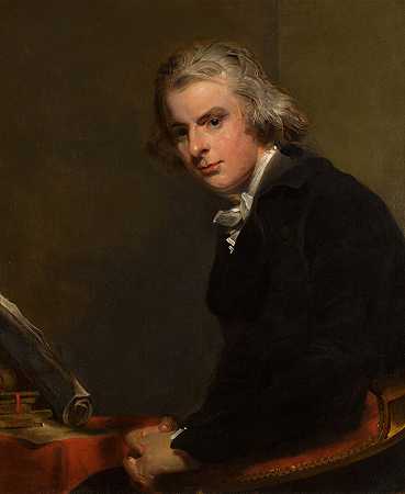 塞缪尔·罗斯（Samuel Rose，1767-1804）的肖像，半身坐在写字台旁 – 托马斯·劳伦斯爵士。