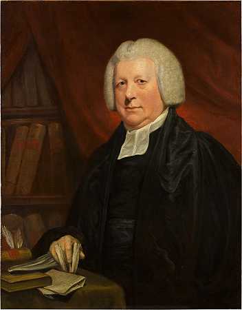 牧师的肖像。塞缪尔·格拉斯（Samuel Glasse），法国国防部副部长（1735-1812），半身，坐在办公桌前 – 约翰·霍普纳·R·A·圈。