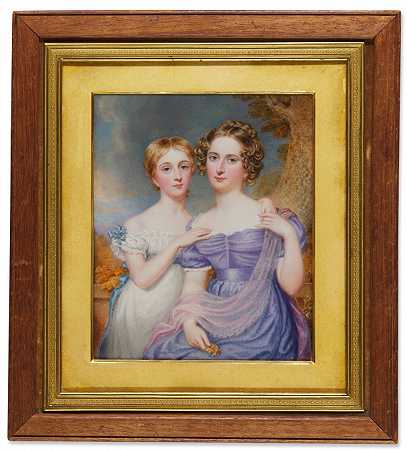 海伦娜和比阿特丽斯的肖像，约翰·特雷维良爵士的女儿，萨默塞特内特康贝宫第四英国电信公司，1827年 – 威廉·查尔斯·罗斯爵士