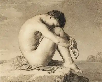 坐在海边的年轻人，在希波丽特·弗兰德林之后 – 分配给Jean Baptiste Danguin
