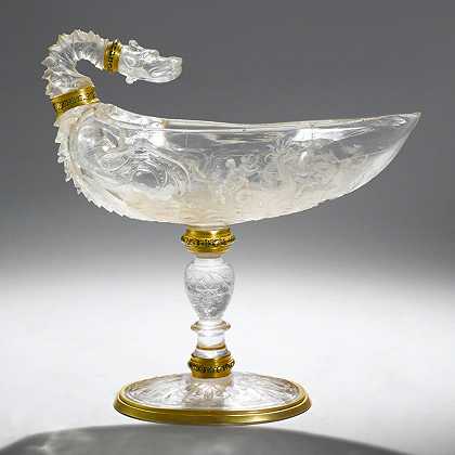 一个装在黄金和珐琅中的大陆水晶杯，可能是16世纪的碗 – A-大陆摇滚水晶杯镶金搪瓷碗-可能是16世纪