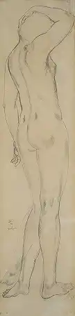 背部裸体的年轻女子 – 津原富吉塔
