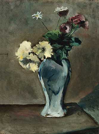 花瓶中的银莲花和花药 – 保罗·高更
