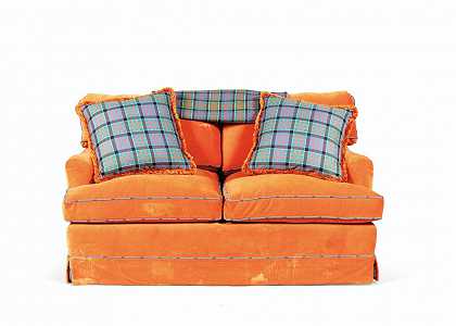 现代橙色天鹅绒沙发 – 现代橙色天鹅绒沙发