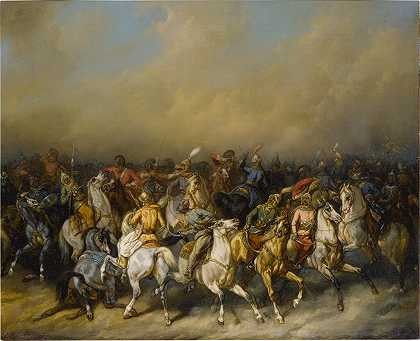 拿破仑军队与马穆鲁克山作战（可能是金字塔之战） – ÉMILE-JEAN-HORACE-VERNET-