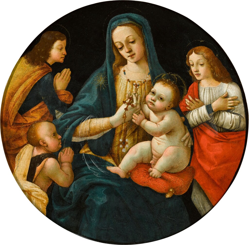 麦当娜和孩子，还有婴儿圣约翰和两位圣徒 – 米开朗基罗·迪·皮埃特罗·门布里尼——以前被称为拉思罗普·托多大师–