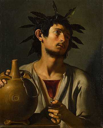 一个年轻人扮演巴克斯的肖像 – 伪托马索萨利尼–