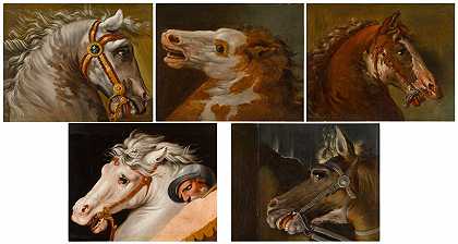 五项关于马头的研究，在梵蒂冈斯坦泽的拉斐尔壁画之后 – 奥古斯特-让-巴蒂斯特-文森–