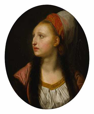 巴扎杰特的一位女演员罗赞娜的肖像，可能是弗朗索瓦兹-玛丽-安托瓦内特-约瑟夫·索洛特，名叫劳考特小姐（1756-1815），半身长 – 让-巴蒂斯特-格雷兹的追随者-