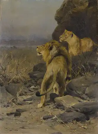 两只狮子在守望 – 威廉库奈特