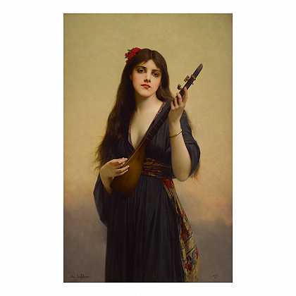 弹奏琵琶的女人 – 朱尔斯-约瑟夫-勒斐伏尔-