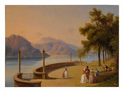 梅尔齐别墅的露台，俯瞰科莫湖 – 让-查尔斯·约瑟夫·雷蒙德-