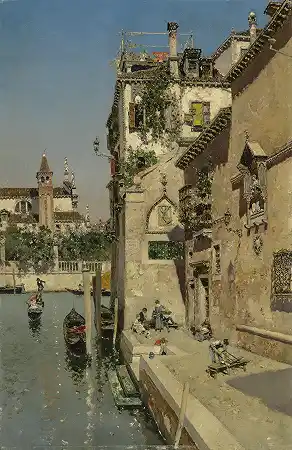 威尼斯运河，远处的圣维达尔 – 马丁里科奥尔特加