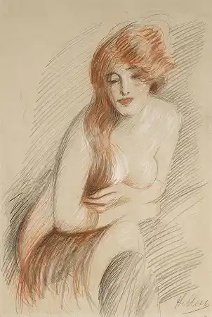长发裸体女性 – 保罗·CÉSAR-HELLEU