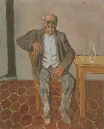 坐在桌子旁的老人，1948年 – 威廉金米