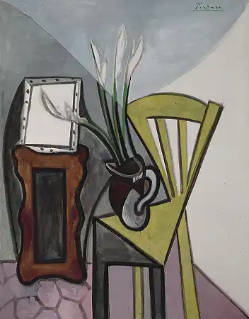 《靜物、椅子與唐菖蒲》 – 巴布羅・畢加索
