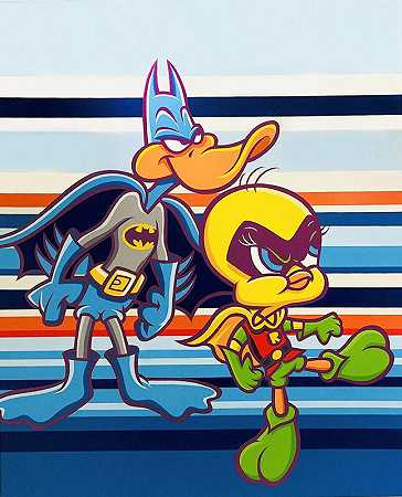 Daffy Duck和Tweety装扮成蝙蝠侠和罗宾（2015） by SEEN