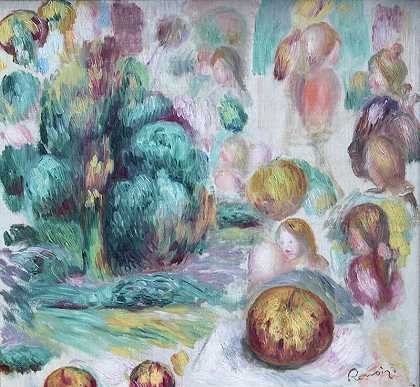 头、树和水果（1892年） by Pierre-Auguste Renoir