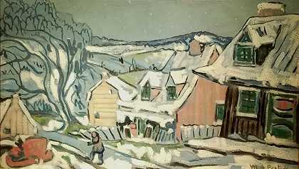 Baie St Paul（灰色）（约1936年） by Marc-Aurèle Fortin