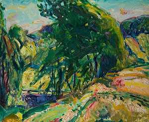 绿树景观（约1910-1920年） by Alfred H. Maurer