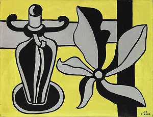 黄色背景的烛台（1950） by Fernand Léger
