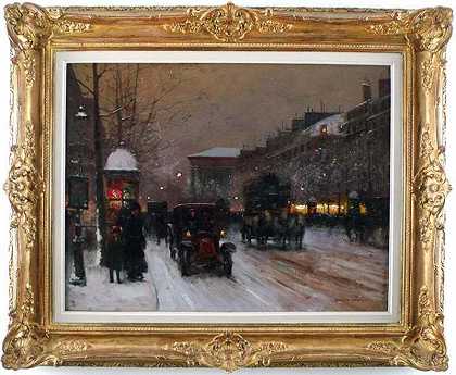 雪天的马德兰大道（约1925年） by Edouard-Léon Cortès