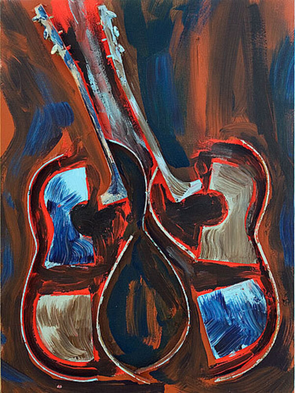 画布上涂有丙烯酸漆的无标题切片吉他（2002年） by Arman