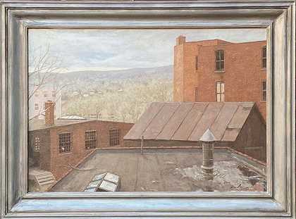 \\《工厂城》当代美国工业油画1987缅因现实主义1987（1987） by Linden Frederick